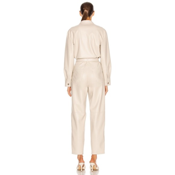 Nanushka Women's Ashton Jumpsuit Vegan Leather Creme Size Medium - Picture 3 of 7